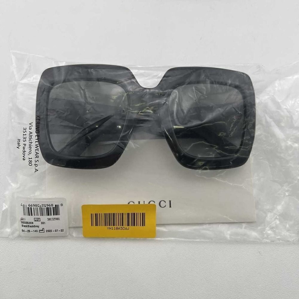 New Gucci Women Sunglasses Black Oversized Square GG0053SN-001 Gray Gradient - Picture 11 of 12